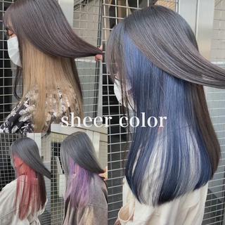 ロング カラー レイヤーカット/ 前髪顔周りカットのヘアスタイル