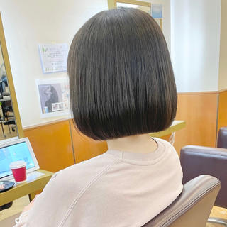 ボブ 切りっぱなしボブ タンバルモリ アッシュ 髪質改善縮毛矯正 