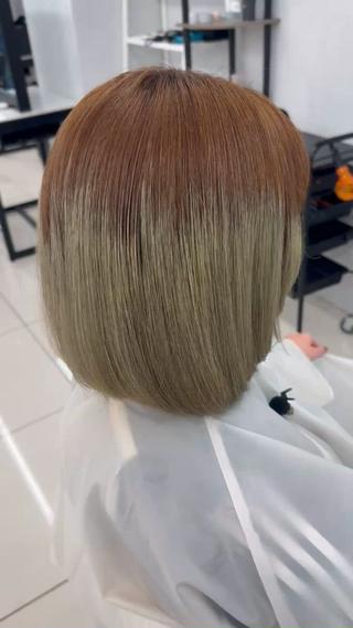 ブリーチなどのハイダメージ毛の美髪矯正は髪に体力が残っていればかける事は可能です
薬を塗る前にテストをしてから毛髪の体力をみるので失敗のリスク０です！ 