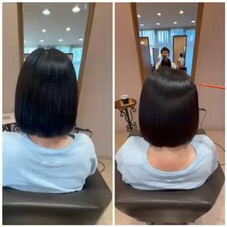 ミディアム 縮毛矯正の イソベのヘアスタイル