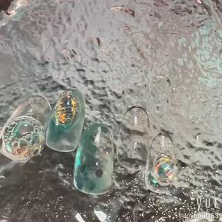 #オリジナルパーツ#ボロノイドーム#ボロノイ#Voronoi
#水ネイル#泡ネイル#キラキラ#ホログラム 
