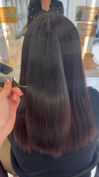 ロング パーマ 透明感|ストレート| クロスパーマ|はるかのヘアスタイル