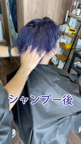 ショート カラー メンズ Lull1人美容室 バレイヤージュのヘアスタイル