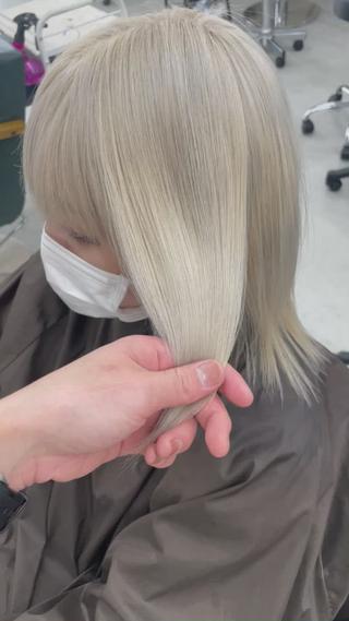 ミディアム カラー Lull1人美容室 バレイヤージュのヘアスタイル