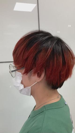 ショート カラー パーマ メンズ 髪質改善/痛ませ ないカラー/西村航大のヘアスタイル