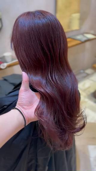 ミディアム ブリーチなしダブル カラー縮毛矯正 下野のヘアスタイル