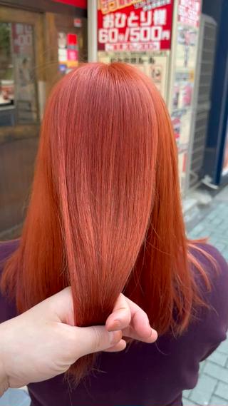 ミディアム ブリーチなしダブル カラー縮毛矯正 下野のヘアスタイル