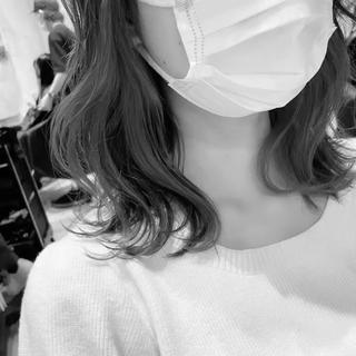 ミディアム ブリーチなしダブル カラー縮毛矯正 下野のヘアスタイル