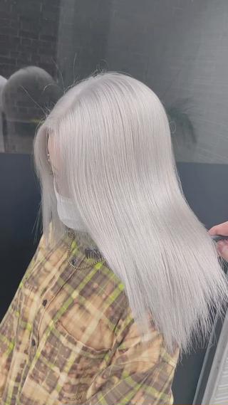 #ホワイト#ホワイトカラー#ケアブリーチ#ストレート#ダメージレス#ムラ直し#ムラ修正#tokioトリートメント#ブリーチ#ハイトーン#名古屋#栄#美容学生 