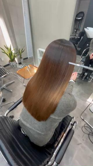 セミロング 髪質改善ストレート/ ブリーチ／渋谷　福田のヘアスタイル