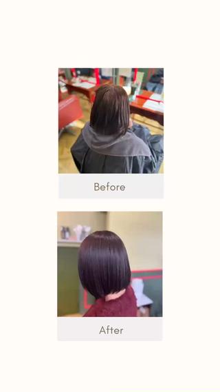 根元の明るさを落ち着かせて毛先に少し赤みのある紫を足しました 