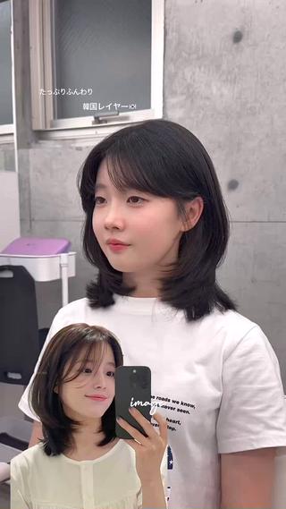 ミディアム カラー パーマ ヘアアレンジ パク・ボミン小野リエ 韓国ハーフ🦊のその他イメージ