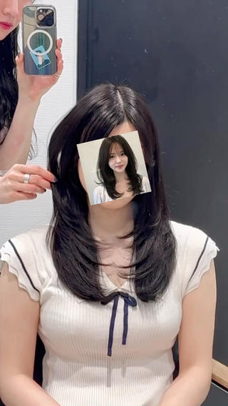 セミロング カラー パーマ ヘアアレンジ パク・ボミン小野リエ 韓国ハーフ🦊のその他イメージ
