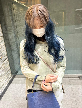 ロング カラー パーマ ヘアアレンジ 髪と音処　マトぺ所属・デザインカラー/ボブ ブリーチカラー/ユリのヘアスタイル