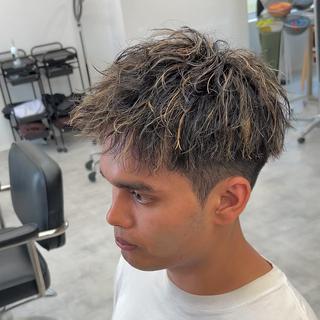 新潟　ショートパーマ　ツイストスパイラル　メンズメッシュ　ハイライトカラー 