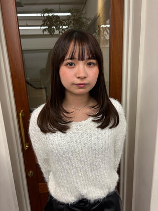 ミディアム 透明感カラー/顔周り カット/ののか💞のヘアスタイル