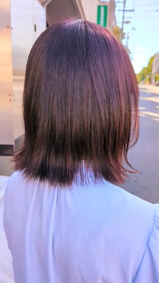 ピンクバイオレットカラー×ボブ 