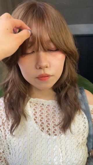 ミディアム キッズ レイヤーカット\ウル フ　chinatsuのヘアスタイル