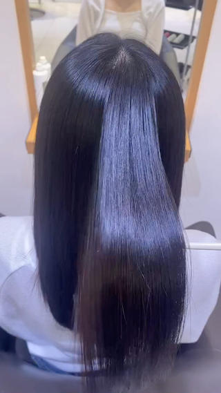 ミディアム パーマ 💎ツヤ髪ストレート カラー💎かのんのヘアスタイル