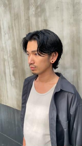 ミディアム パーマ メンズ ニュアンスパーマ/ メンズカット田島勇樹のヘアスタイル