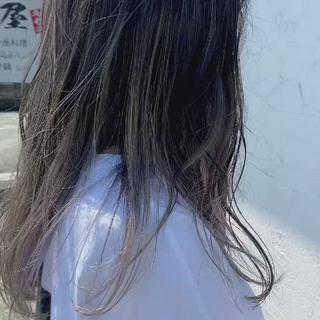 ロング カラー 酸性ストレート/ブリ ーチなしWカラー河本のヘアスタイル
