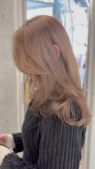 ブリーチなしダブルカラー/ベージュカラー/オリーブベージュ/レイヤーカット