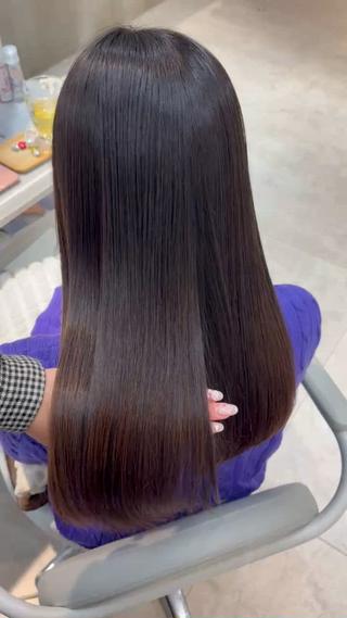 セミロング パーマ ブリーチなしダブル カラー💞みどりのヘアスタイル