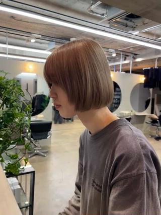 パつっとボブにmilk tea beige