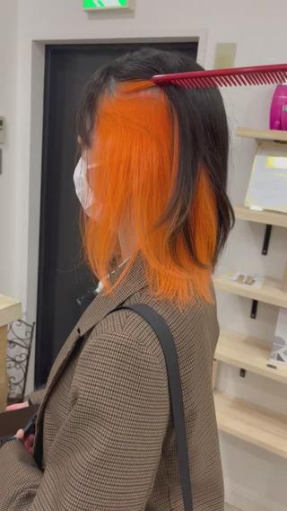 ミディアム カラー ヘアアレンジ ブリーチ縮毛矯正 あすまのヘアスタイル