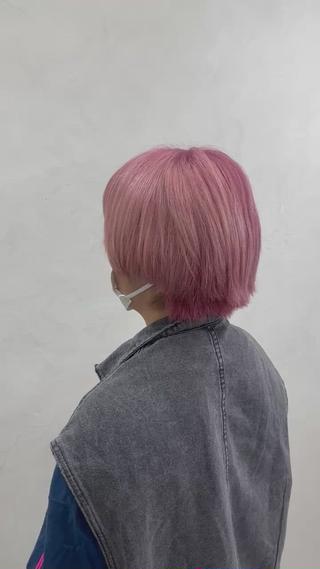 ショート カラー ブリーチ縮毛矯正 あすまのヘアスタイル