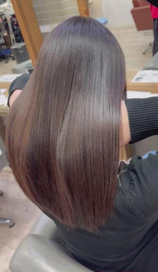 セミロング ブリーチ縮毛矯正 あすまのヘアスタイル