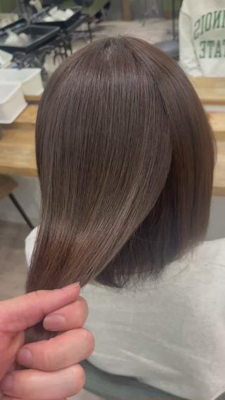 ミディアム ブリーチ縮毛矯正 あすまのヘアスタイル