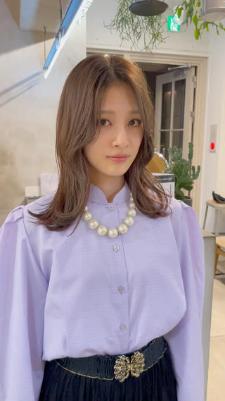 セミロング カラー ヘアアレンジ 小顔レイヤー×コンパ クトボブ/林隆平のヘアスタイル