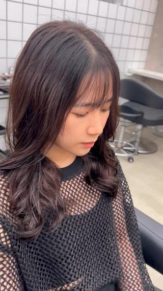 セミロング カラー パーマ ヘアアレンジ メンズ キッズ 🦋韓国レイヤー｜ 透明感グレージュ🦋のヘアスタイル