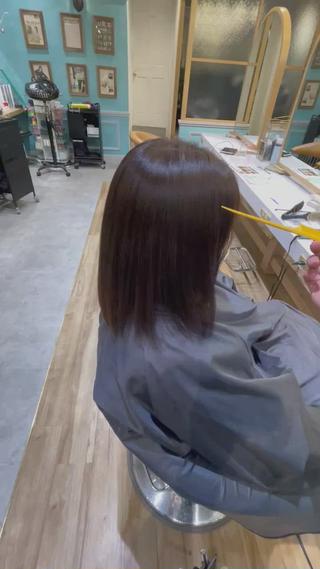 ミディアム 縮毛矯正 髪質改善 韓国風レイヤー 吉田のヘアスタイル