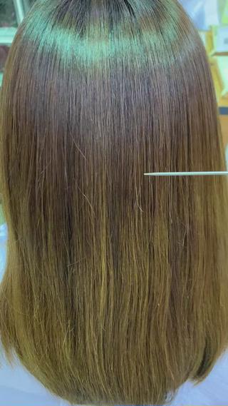 ストレートをかける事により、うねりやクセを真っ直ぐに伸ばす事が出来ます 