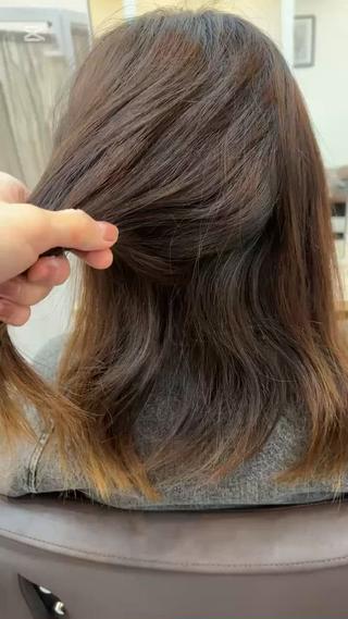 セミロング パーマ Agu hair muta 大山佑将のヘアスタイル