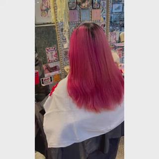 ブリーチカラー
ティンセル
ビフォー　→  アフター

#ピンクカラー #派手髪　#アレスインターナショナル
#原色カラー　#アイドル 