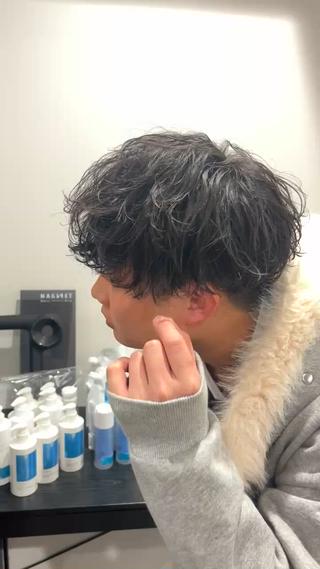 ショート パーマ メンズ りんと/天神/カット モデル募集/艶カラーのヘアスタイル