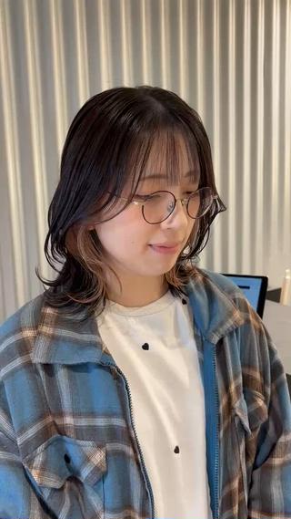 ミディアム カラー パーマ ヘアアレンジ 押切 響　のヘアスタイル