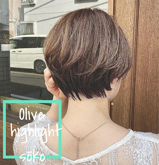 #シークレットハイライト#ハイライト#ショート#オリーブグレージュ#オリーブ#ブリーチ#ハイトーン#シースルーバング#ハンサムショート 