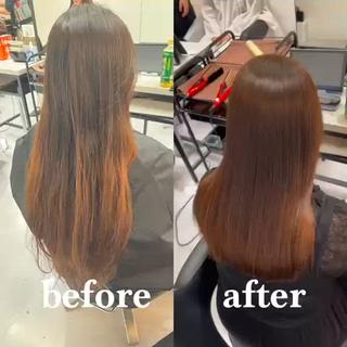 セミロング カラー 髪質改善✨️レイヤー クボタリョウのヘアスタイル