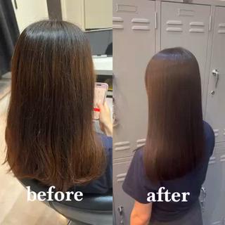 セミロング 髪質改善✨️レイヤー クボタリョウのヘアスタイル