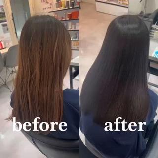 セミロング カラー 髪質改善✨️レイヤー クボタリョウのヘアスタイル