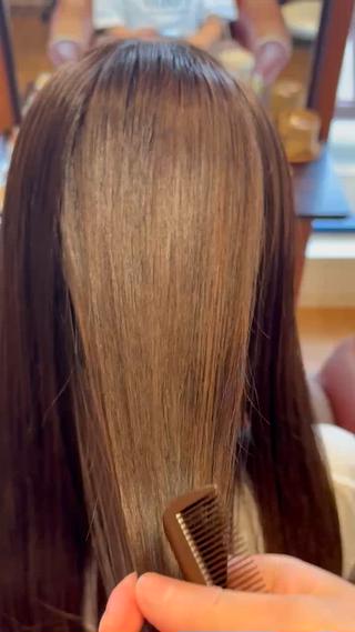 つやつや縮毛矯正+カラー