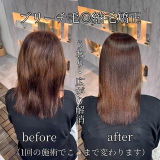 ミディアム 究極の髪質改善🪞 美髪縮毛矯正🪞城のヘアスタイル