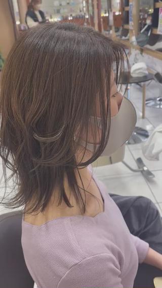 セミロング カラー 似合わせスタイル 足立のヘアスタイル