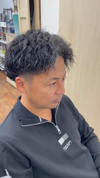 アップバング×ツイストスパイラルパーマ 