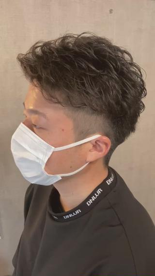 メンズビジネスアップバングパーマ 