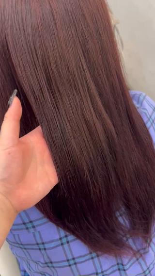 暗染め残留でもブリーチなしプラチナカラーでチェリーブラウンに